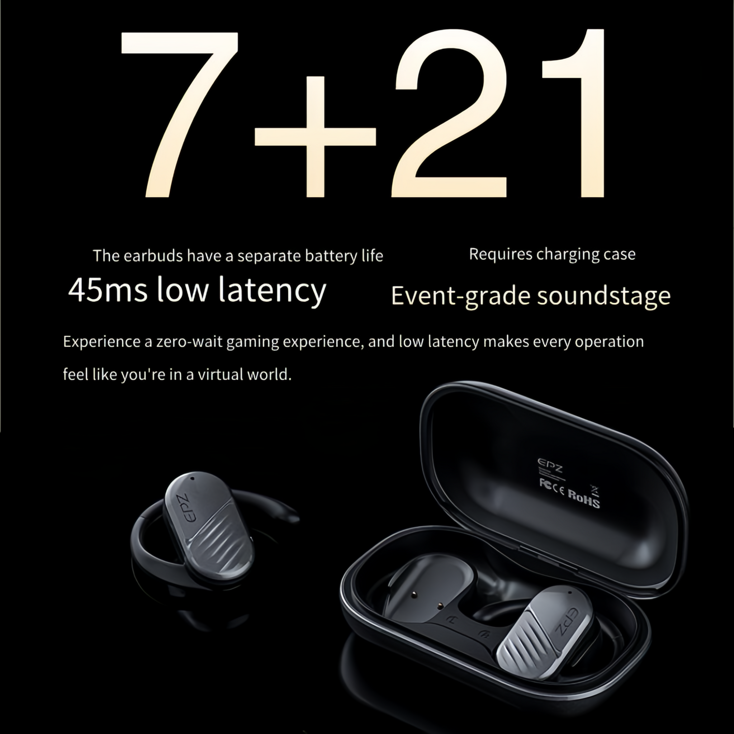 EPZ Open-Ear Bone Conduction Memory, Sports Headphones - Sweat-resistant wireless headphones for workouts and running - Built-in microphone(White).