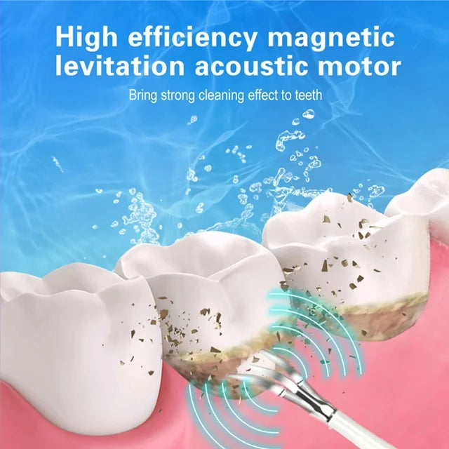 KIBVOE Ultrasonic Electric Plaque Remover for Teeth, Plaque Remover For Teeth Cleaner LED Kit Adults Oral Care For Home With 3 Modes White.