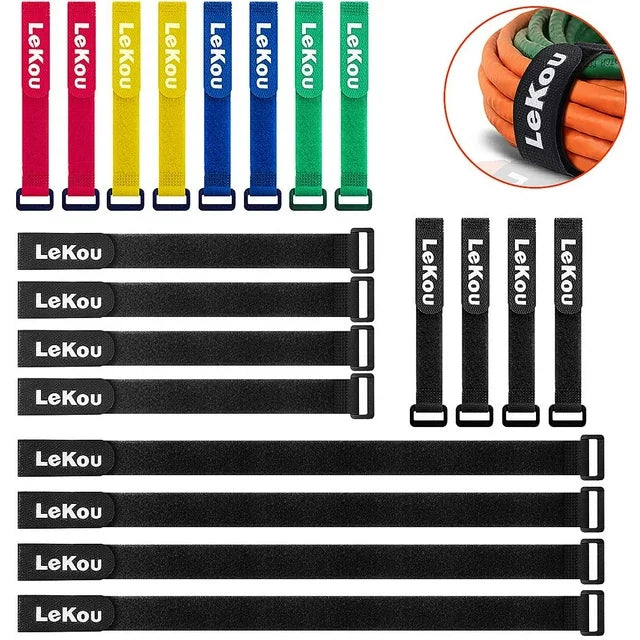 Lekou Cable Ties Hook And Loop Straps Adjustable Cord Organizer Zip Ties 20Pack