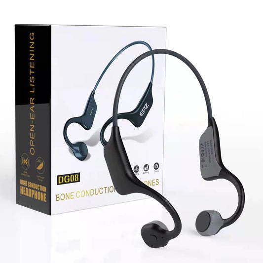 EPZ Sports Headphones Bone Conduction headset Built-in 32G Memory- Bluetooth Open IPX7 Waterproof Sports Headphones with Mic,Black